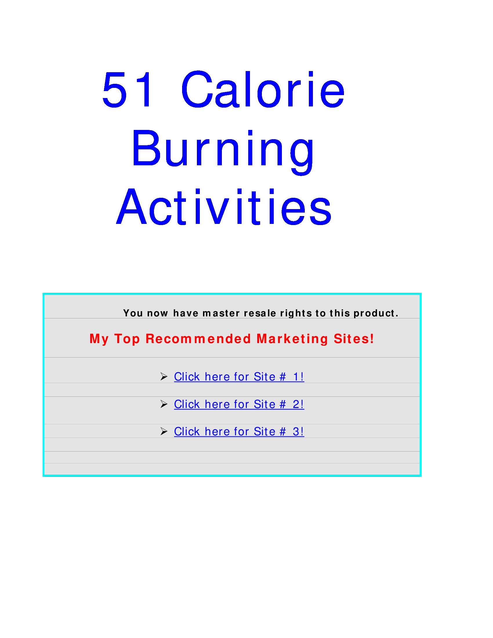51 Calorie Burning Activities Pothi