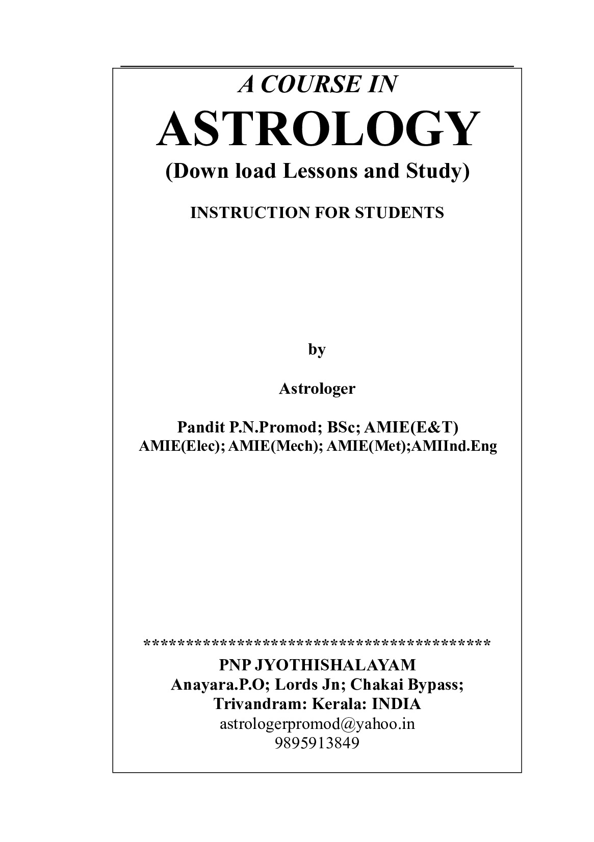 First Step Towards Astrology L1 Pothi