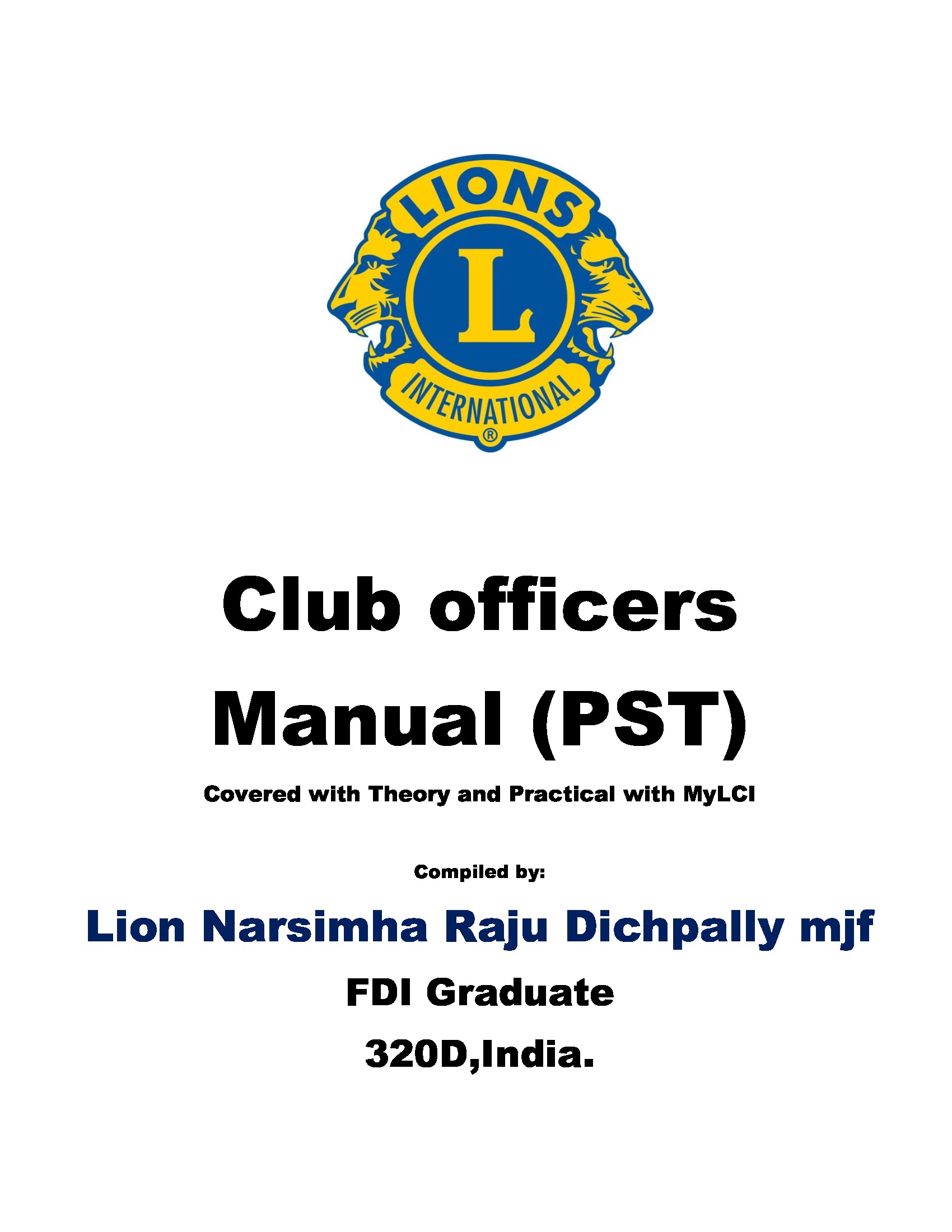 Club officers Manual of Lions Clubs International 