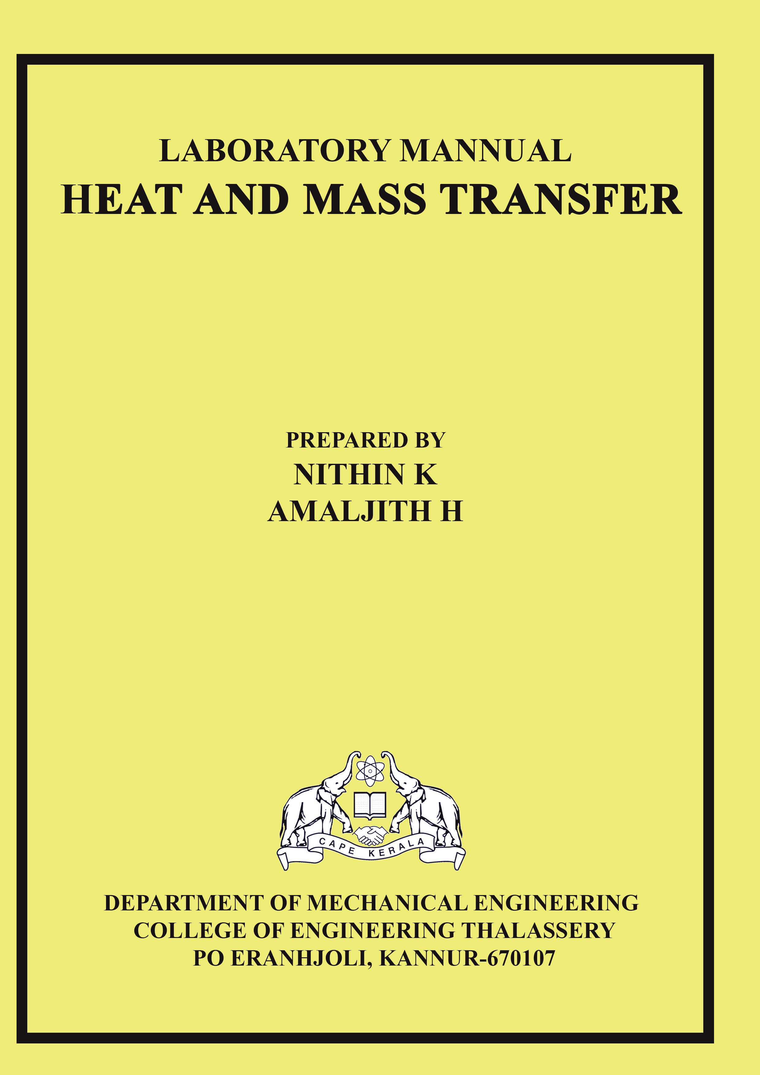 Laboratory Manual Heat And Mass Transfer | Pothi.com