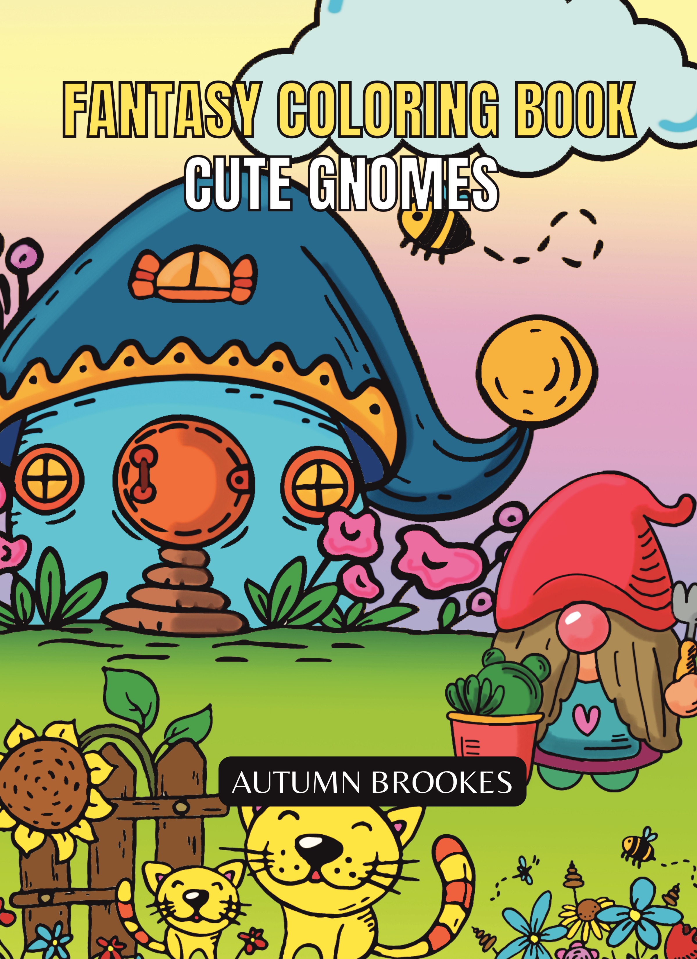 Fantasy Coloring Book Cute Gnomes