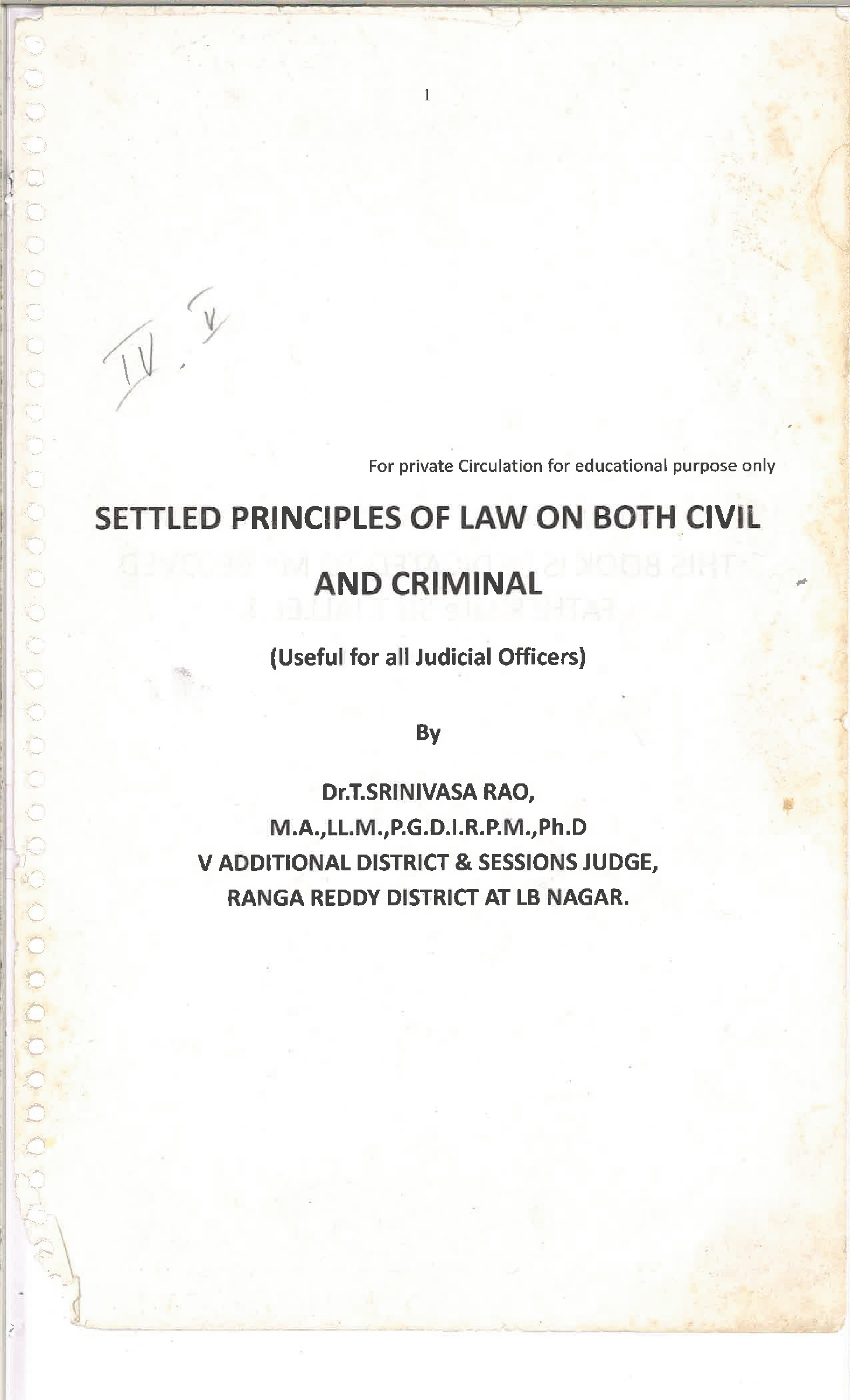 Settled Principles of Law on Both Civil and Criminal
