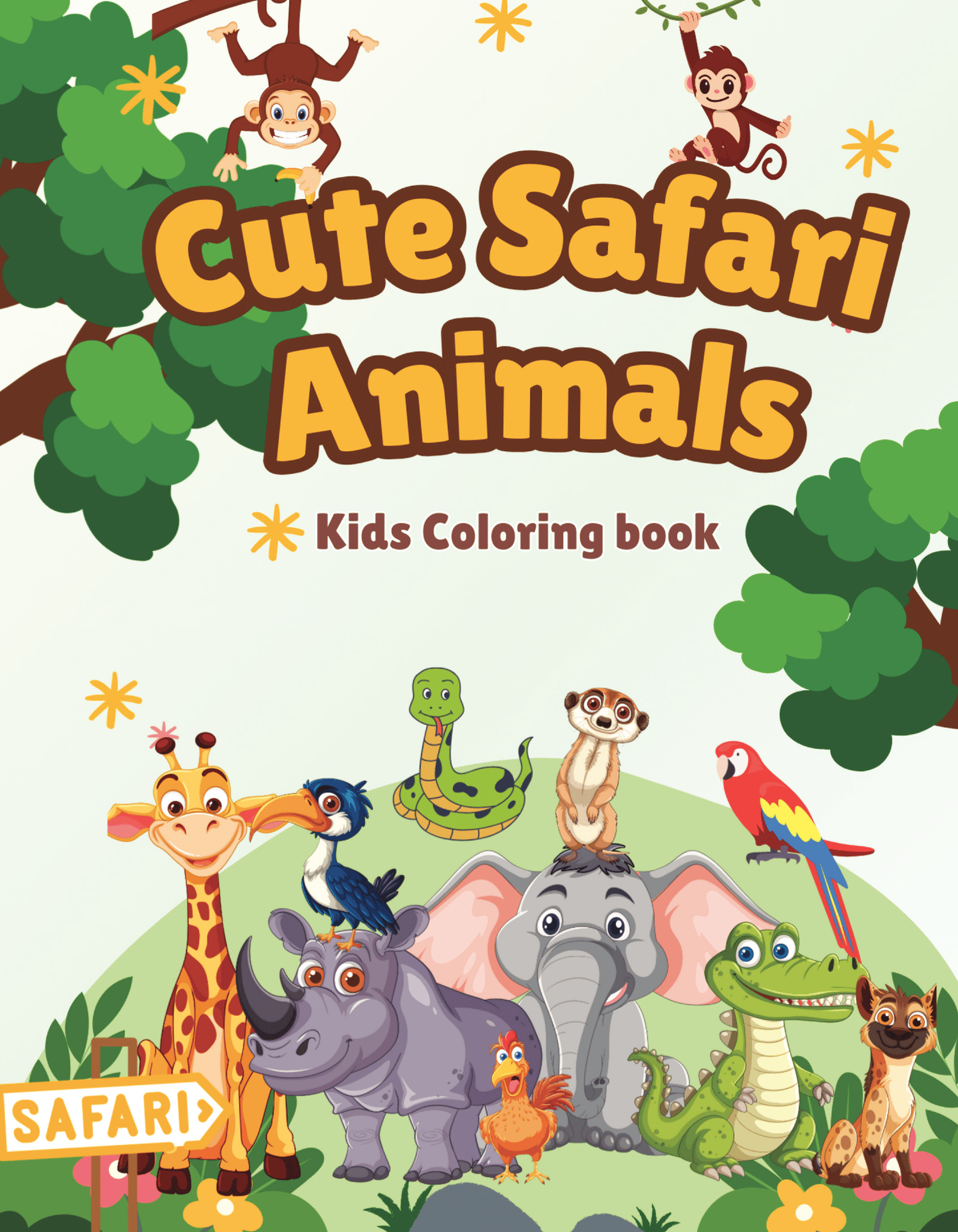 Cute Safari Animals - Kids Coloring Book | Pothi.com