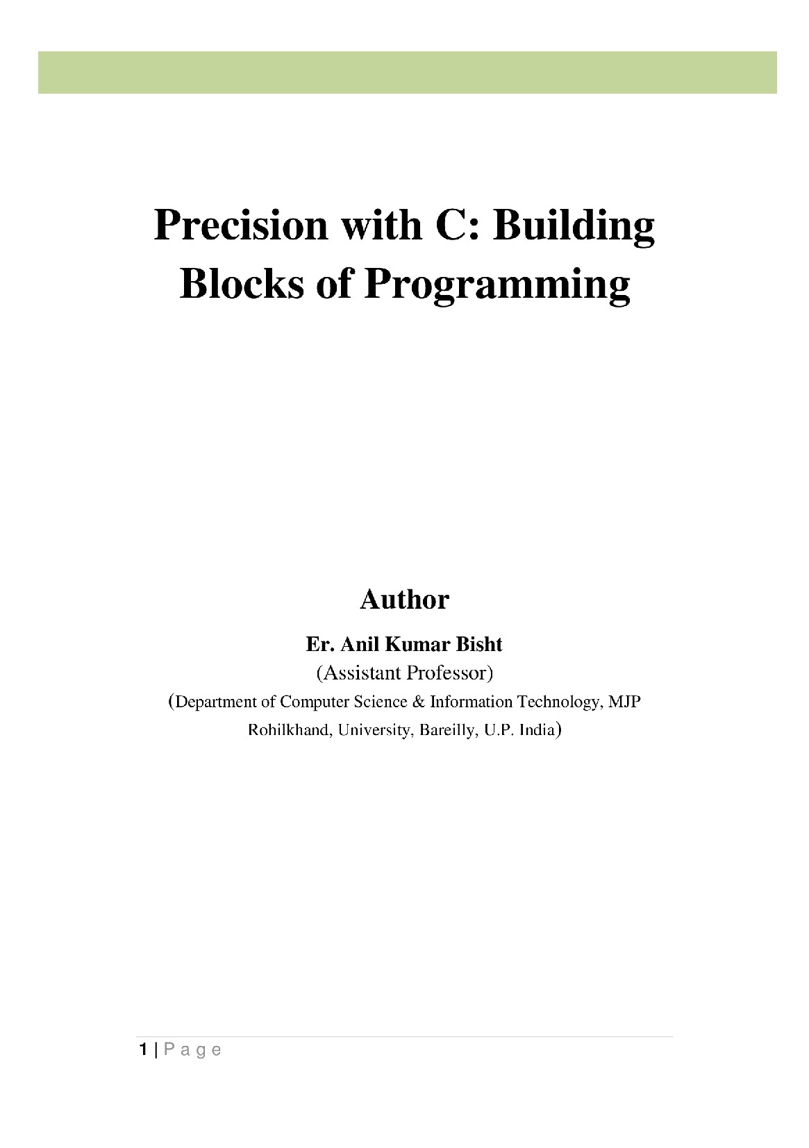 Precision with C: Building Blocks of Programming | Pothi.com