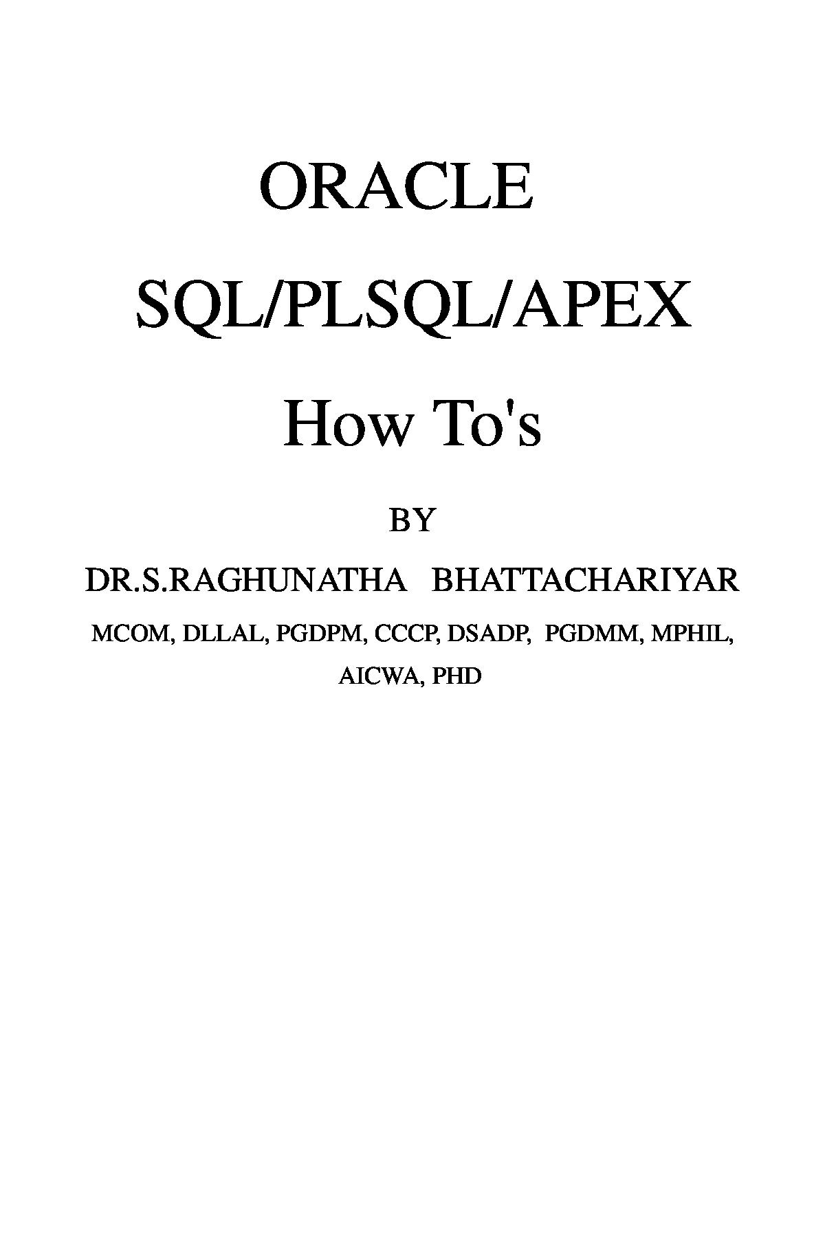 Oracle SQL / PLSQL / APEX | Pothi.com